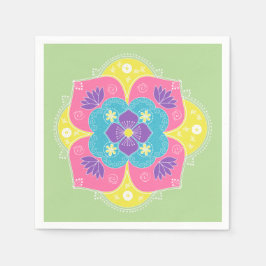 Bright pastel Lotus Rangoli Servet