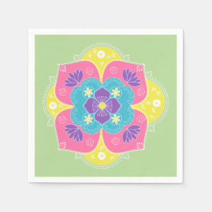 Bright pastel Lotus Rangoli Servet