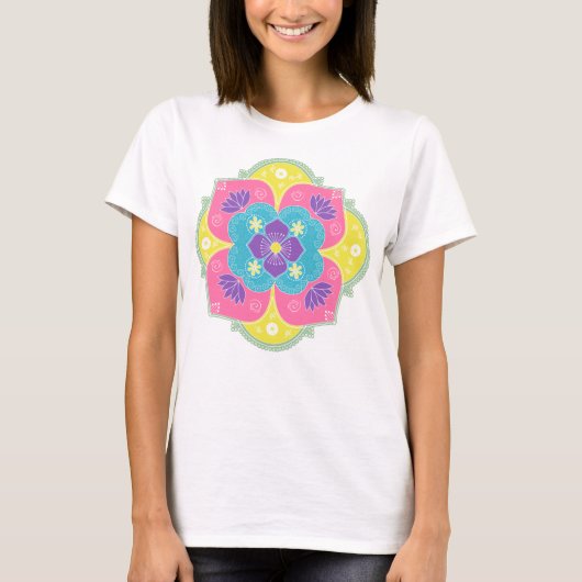 Bright pastel Lotus Rangoli T-shirt (Voorkant)