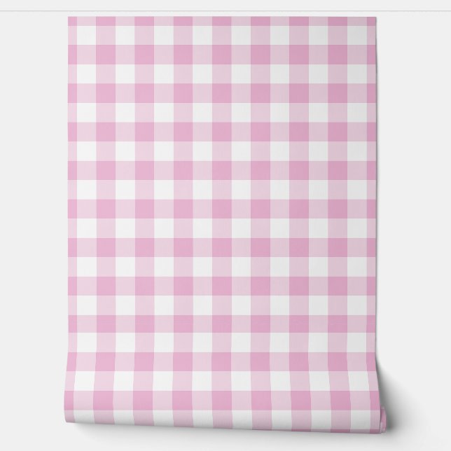 Bright Pastel Pink Check Green Buffalo Plaid Behang (Afrollen)