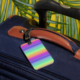 Bright Pastel Rainbow Stripe Bagagelabel