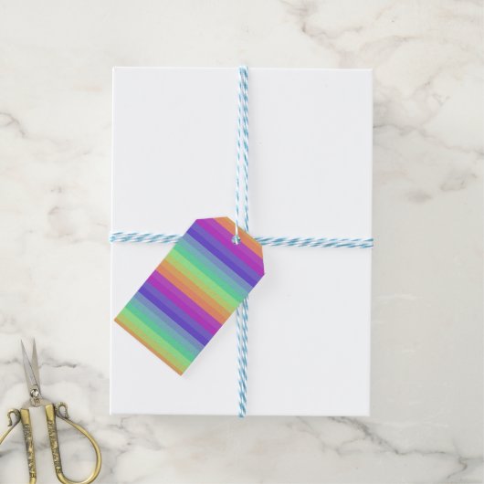 Bright Pastel Rainbow Stripe Gift Label Cadeaulabel (Met Touw)
