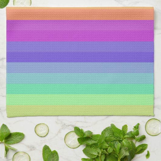 Bright Pastel Rainbow Stripe Keuken Handdoeken (Gevouwen)