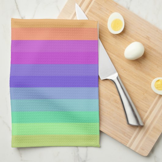 Bright Pastel Rainbow Stripe Keuken Handdoeken (Quarter Fold)
