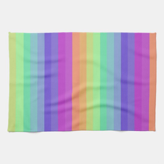 Bright Pastel Rainbow Stripe Keuken Handdoeken (Horizontaal)