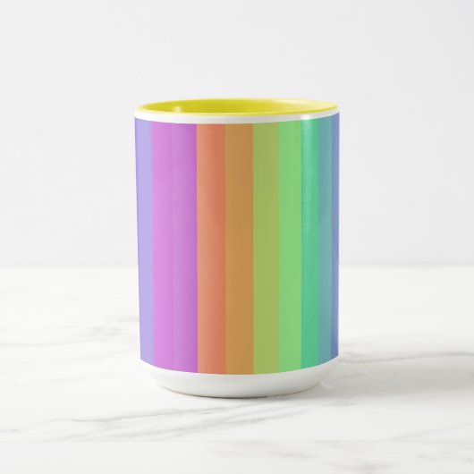 Bright Pastel Rainbow Stripe Mok (Midden)