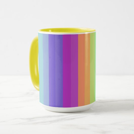 Bright Pastel Rainbow Stripe Mok (Voorkant links)