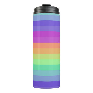 Bright Pastel Rainbow Stripe Thermal Tumbler Thermosbeker