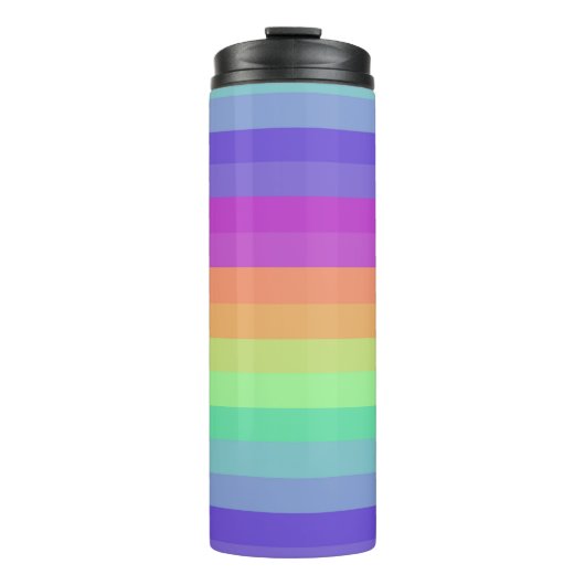 Bright Pastel Rainbow Stripe Thermal Tumbler Thermosbeker (Voorkant)