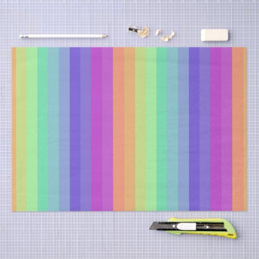 Bright Pastel Rainbow Stripe Tissue Paper Tissuepapier (Craft)