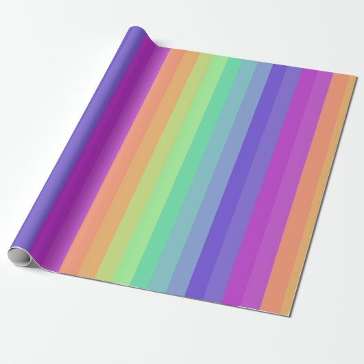 Bright Pastel Rainbow Stripe Wrapping Paper Cadeaupapier (Uitgerold)