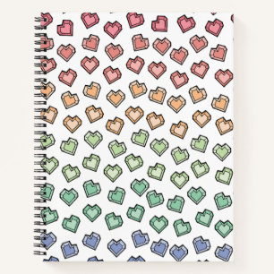 Bright Pastel Regenboog Edelsteen Hartpatroon Notitieboek