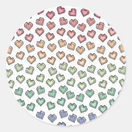 Bright Pastel Regenboog Edelsteen Hartpatroon Ronde Sticker