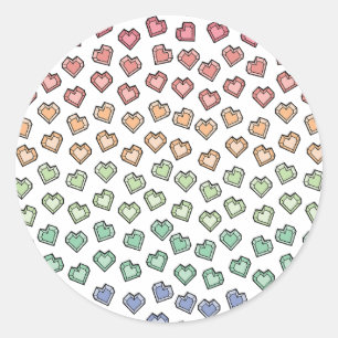 Bright Pastel Regenboog Edelsteen Hartpatroon Ronde Sticker