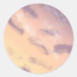 Bright Pastel Sunrise Sky met wolken schilderen Ronde Sticker