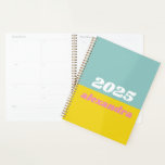 Bright Pastels Color Block 2021 Personalized Planner<br><div class="desc">Moderne,  gewaagde geometrische kleurenblokkunst in heldere pasteltinten van blauwgroen blauw,  geel en roze,  gepersonaliseerd met jouw naam in retro typografie.</div>