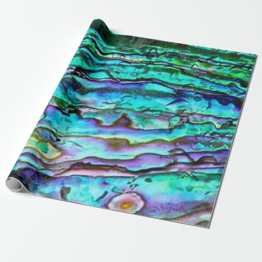 Bright Paua Shell Abalone Wrapping Paper Cadeaupapier (Uitgerold)