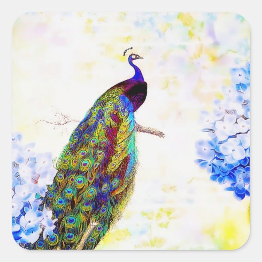 Bright pauock vierkante sticker (Voorkant)