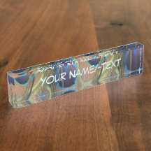 Bright Peacock Feathers Desk Name Bord