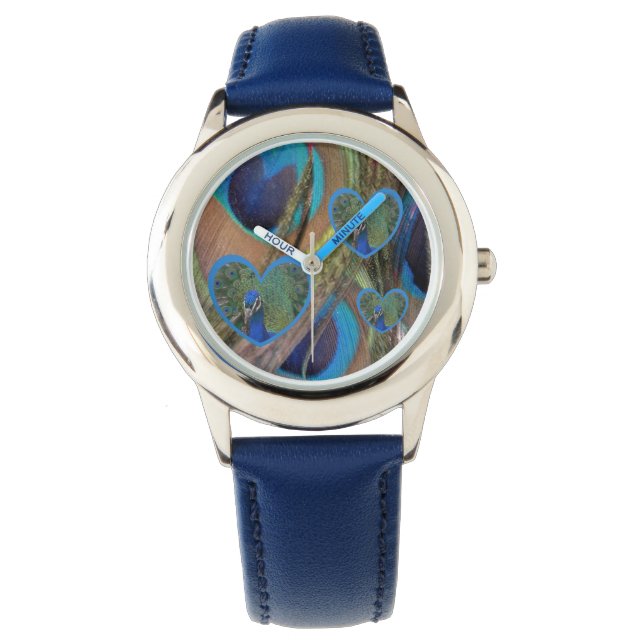 Bright Peacock Feathers Kinder eWatch Horloge (Voorkant)