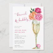 Bright Peony Brunch and Bubbly Bridal Shower Kaart (Voorkant)