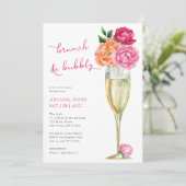 Bright Peony Brunch and Bubbly Bridal Shower Kaart (Staand voorkant)