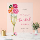 Bright Peony Champagne Glas Vrijgezellenfeest Fros Acryl Bord (Huwelijk)