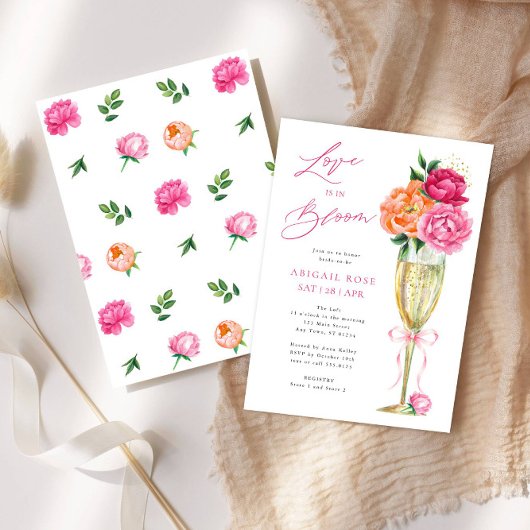 Bright Peony Love is in Bloom, Patterned Back Kaart