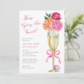 Bright Peony Tying the Knot Vrijgezellenfeest Kaart (Staand voorkant)