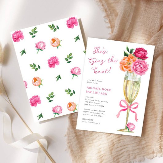 Bright Peony Tying the Knot Vrijgezellenfeest Kaart