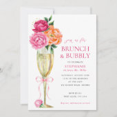 Bright Peony w/QR Code on Back, Brunch and Bubbly  Kaart (Voorkant)