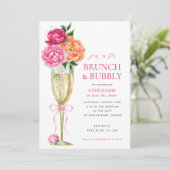 Bright Peony w/QR Code on Back, Brunch and Bubbly  Kaart (Staand voorkant)