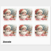 Bright Personalized Santa and Rudolph Holiday Gift Vierkante Sticker (Vel)