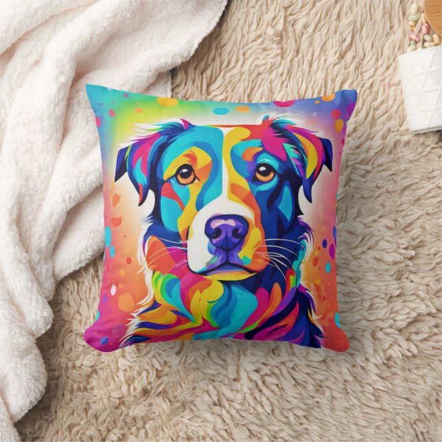 Bright Pet: Kleurrijke Hond Schilderkunst Kussen (Deken)