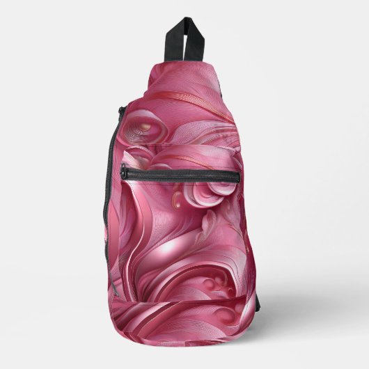 BRIGHT PINK ABSTRACT SWIRLS SLING BAG (Voorkant)