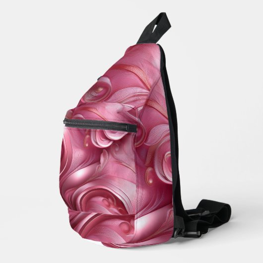 BRIGHT PINK ABSTRACT SWIRLS SLING BAG (Rechterhoek)
