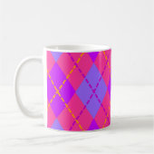 Bright Pink and Blue Argyle Pattern Koffiemok (Links)