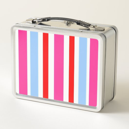 Bright Pink and Blue Candy Stripes Monogram (Achterkant)