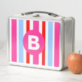 Bright Pink and Blue Candy Stripes Monogram (In situ)