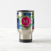 Bright Pink and Blue Floral Pretty Monogrammed Reisbeker (Center)