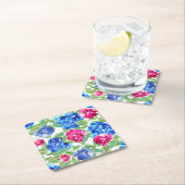 Bright Pink and Blue Floral Pretty Pattern Kartonnen Onderzetters (Insitu)