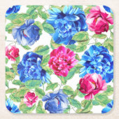 Bright Pink and Blue Floral Pretty Pattern Kartonnen Onderzetters (Voorkant)