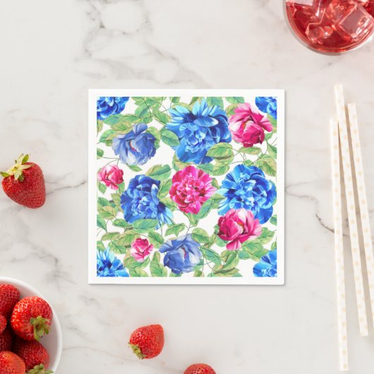 Bright Pink and Blue Floral Pretty Pattern Servet (Insitu)