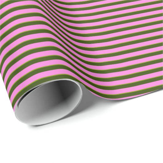 Bright Pink and Green Retro Stripe Modern Cadeaupapier (Rol Hoek)