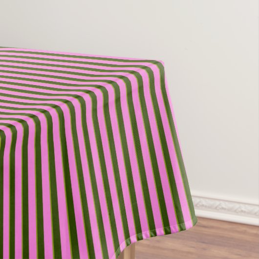 Bright Pink and Green Retro Stripe Modern Tafelkleed (Voorbeeld)