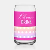 Bright Pink and Pola Dots  Blikvorm Glas (Voorkant)