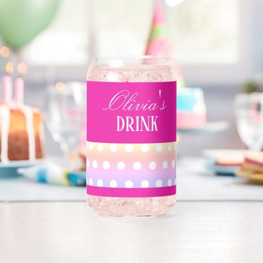 Bright Pink and Pola Dots  Blikvorm Glas (Insitu (Verjaardag))