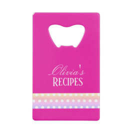 Bright Pink and Pola Dots  Creditkaart Flessenopener