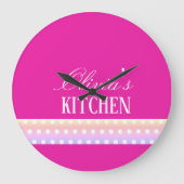 Bright Pink and Pola Dots  Grote Klok (Voorkant)