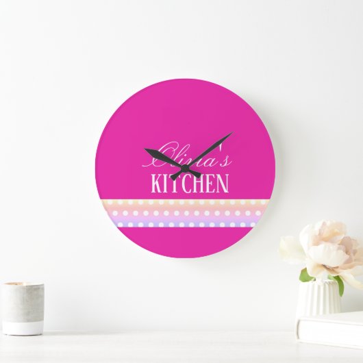 Bright Pink and Pola Dots  Grote Klok (Huis)